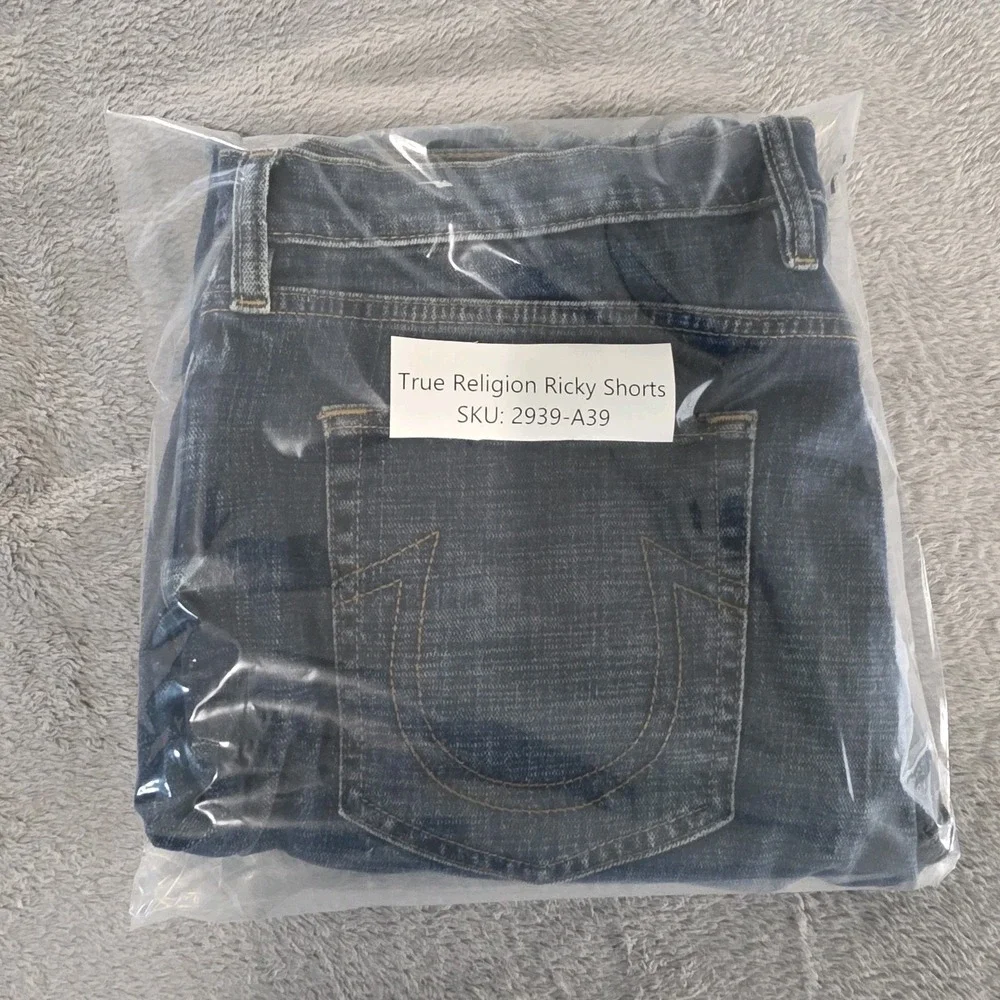 True Religion Jean Shorts 34W Ricky Super T Cut‎ Off Raw Hem Stretch 11